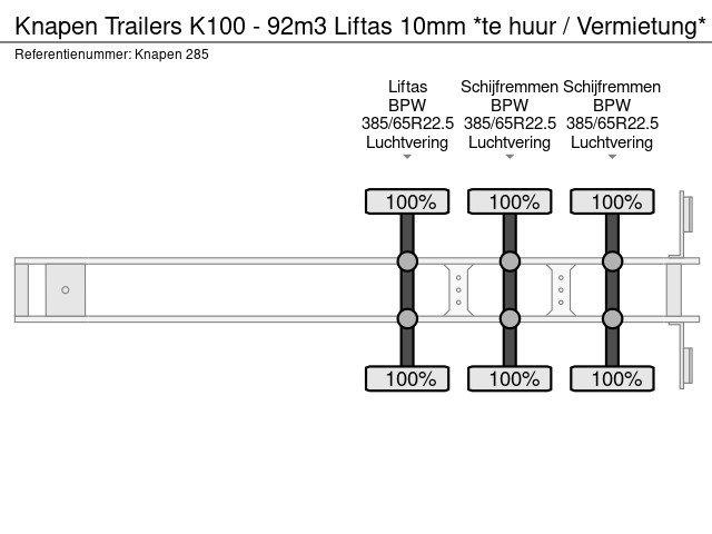 Knapen Trailers K100 - 92m3 Liftas 10mm *huren / Vermietung* - Image 20
